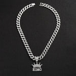 Coroa de Hip Hop masculina com Rei Pingente, Corrente Cubana Cristal, Strass Cristal Gelo, Jóias da Moda