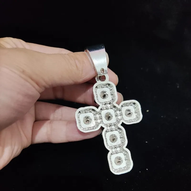 Hip Hop Praça Cruz Colar de Pingente para Homens e Mulheres, 13mm Corrente Cubana, Iced Out Bling Colares, Moda Charme Jóias, Novo